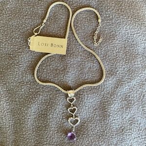 Lori Bonn Amethyst Triple Heart pendant Necklace